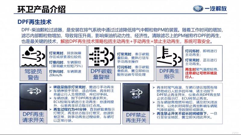 國六解放灑水車DPF再生技術(shù)故障燈故障碼解讀 國六解放灑水車DPF再生技術(shù)故障燈故障碼解讀